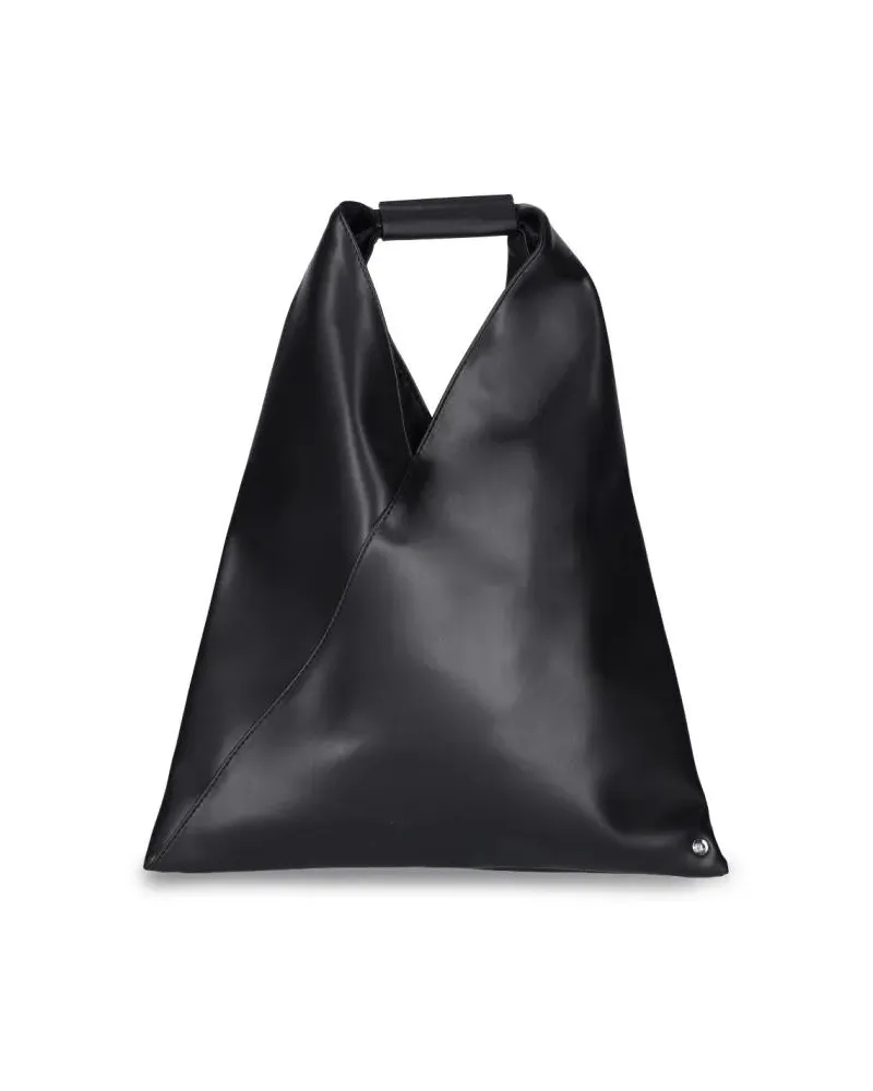 Maison Margiela Hobo Bags Black Faux Leather Small "Japanese" Tote Bag schwarz Schwarz