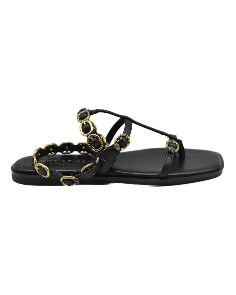 Kurt Geiger Sandalen Black Lace-Up Flat Shoes With Chain Detail schwarz Schwarz