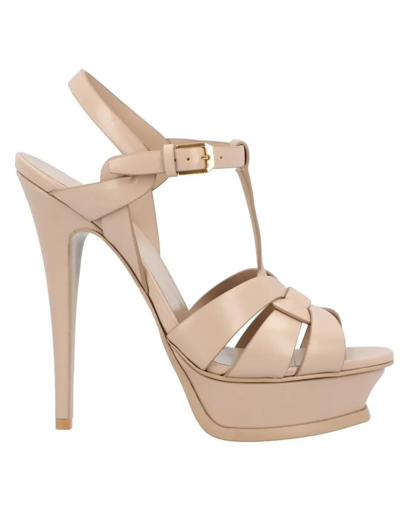 Saint Laurent Sandalen Tribute Platform Sandals In Smooth Leather Beige beige Beige