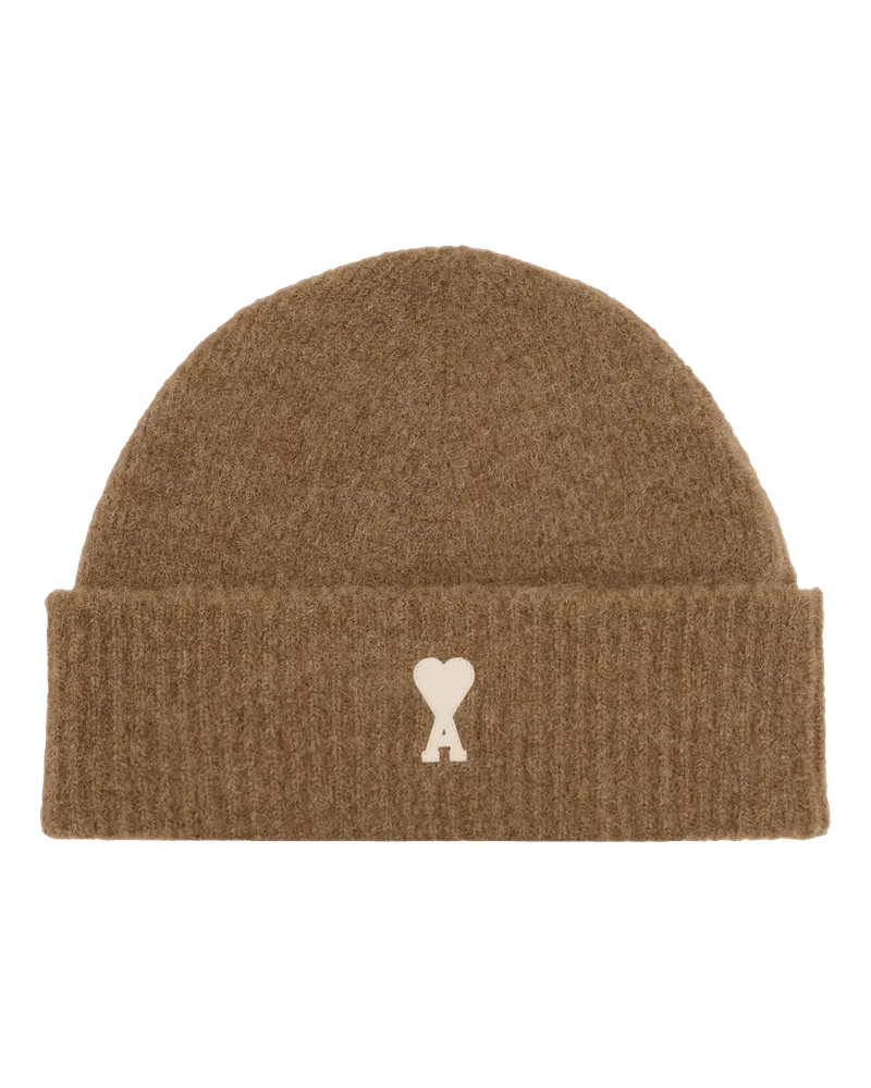 AMI Paris Caps & Mützen Ami De Coeur Beanie aus Alpakawolle weiß Weiß