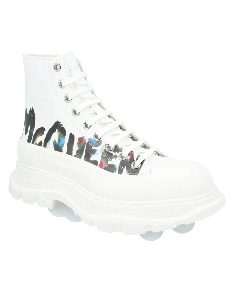 Alexander McQueen Stiefel Tread Slick Boots 'White Graffiti' weiß Weiß