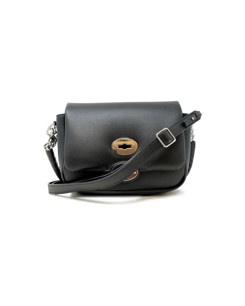 Zanellato Hobo Bags Black Postina Ella Piuma Chain Leather Bag schwarz Schwarz