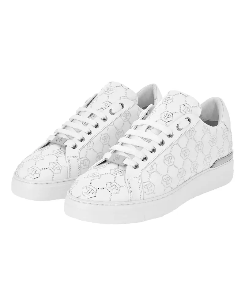 Philipp Plein Low-Top Sneaker Lo-Top Turnschuhe Monogram Embellished weiß Weiß