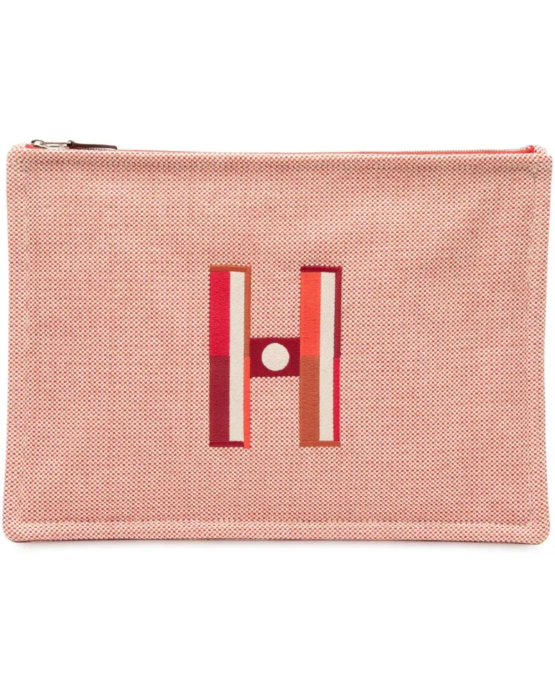 Hermès Clutches Large H Canvas Faubourg Corner Case rot Rot