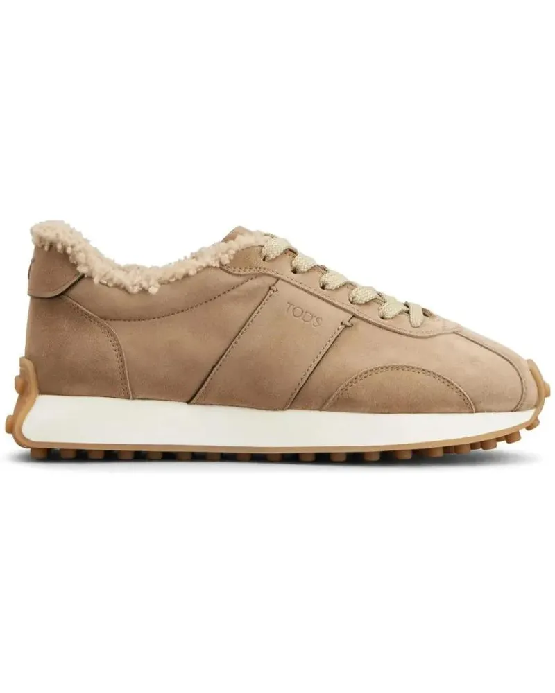 TOD'S Low-Top Sneaker Brown Cow Leather Trainers With Plush Lining beige Beige