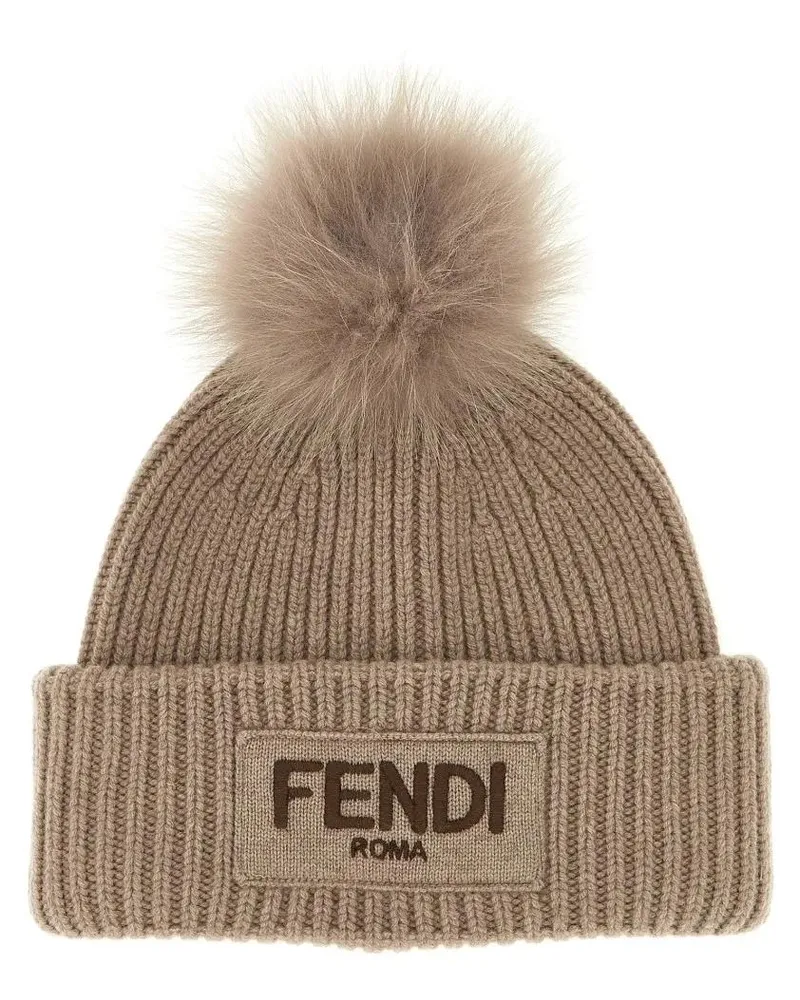 Fendi Caps & Mützen Pompon Beanie braun Braun
