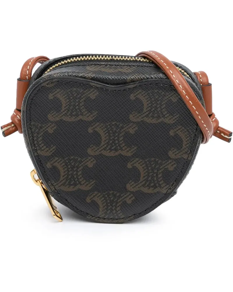 Celine Hobo Bags Micro Triomphe Coated Canvas Heart Crossbody braun Braun