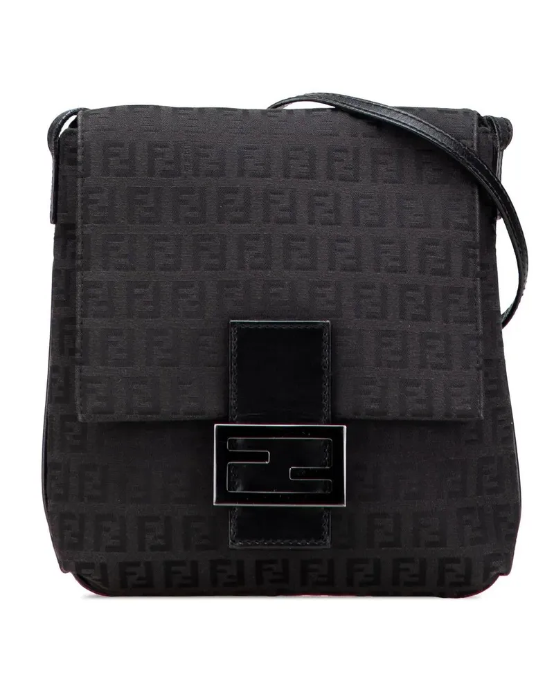 Fendi Hobo Bags Zucchino Canvas Crossbody schwarz Schwarz