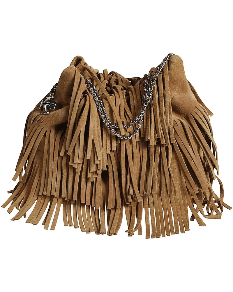 Tory Burch Crossbody Bags Mini Hobo Fringe Fleming Bag Brown braun Braun