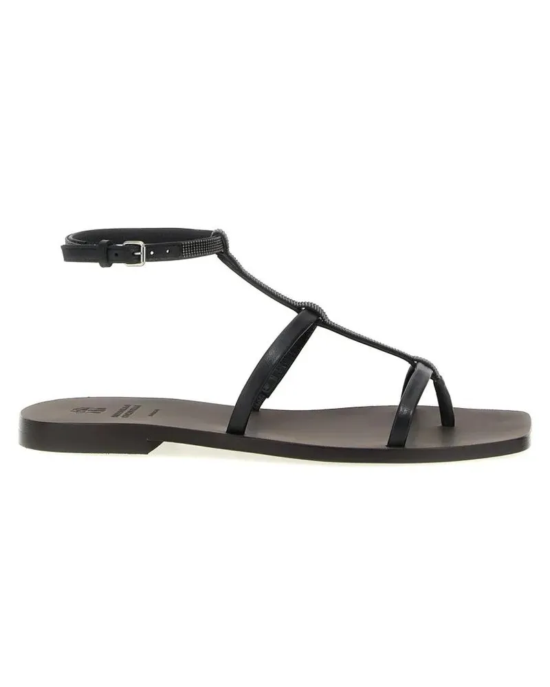 Brunello Cucinelli Sandalen 'Precious Strap' Sandals schwarz Schwarz