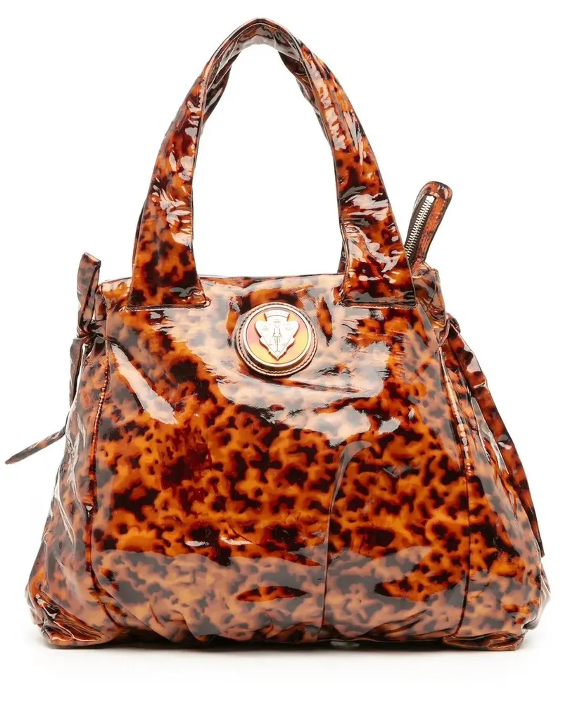 Gucci Shopper Patent Tortoise Shell Monogram Hysteria Tote braun Braun