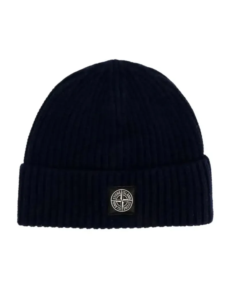 Stone Island Caps & Mützen Logo-Patch Beanie schwarz Schwarz