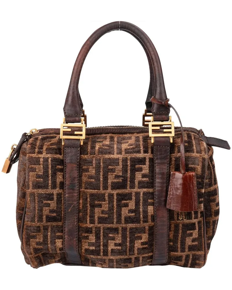 Fendi Crossbody Bags  FF Monogram Boston Handbag braun Braun