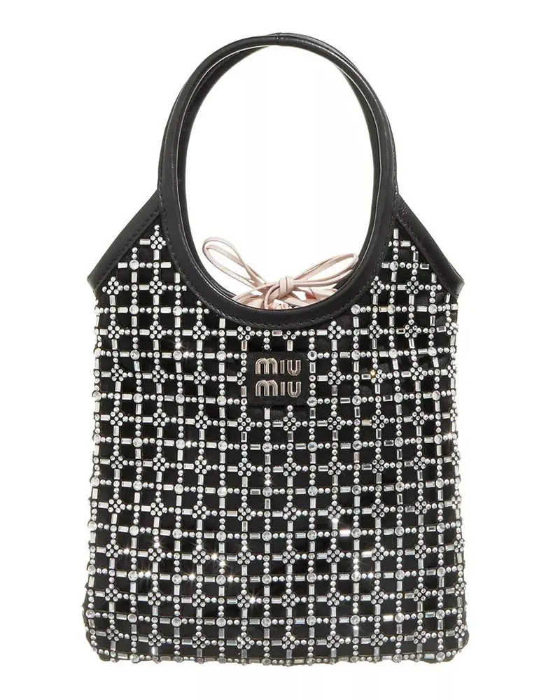 Miu Miu Tote Crystal Embellished Satin Tote Bag Schwarz