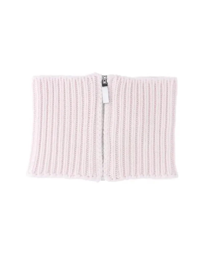 Sa Su Phi Tücher & Schals Ribbed Knit Scarf With Zipper Closure weiß Weiß