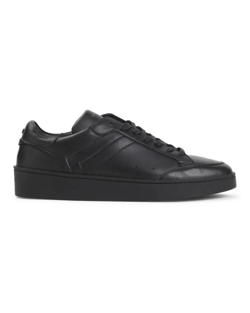 Canali Low-Top Sneaker Black Leather Sneakers With Monochromatic Design A schwarz Schwarz