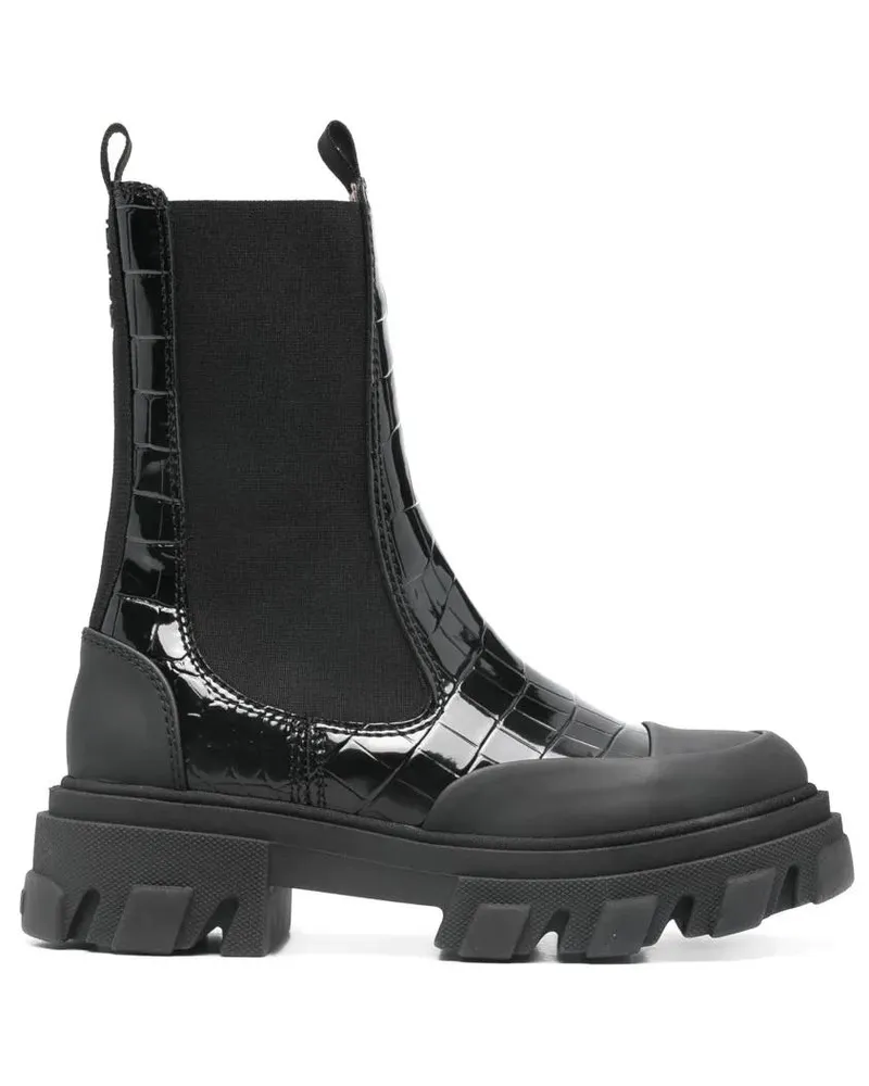 Ganni Stiefel Mid Shaft Biker Boots schwarz Schwarz