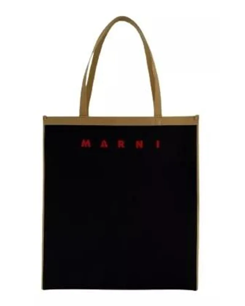 Marni Tote Black Flat Shopping Tote Bag Schwarz