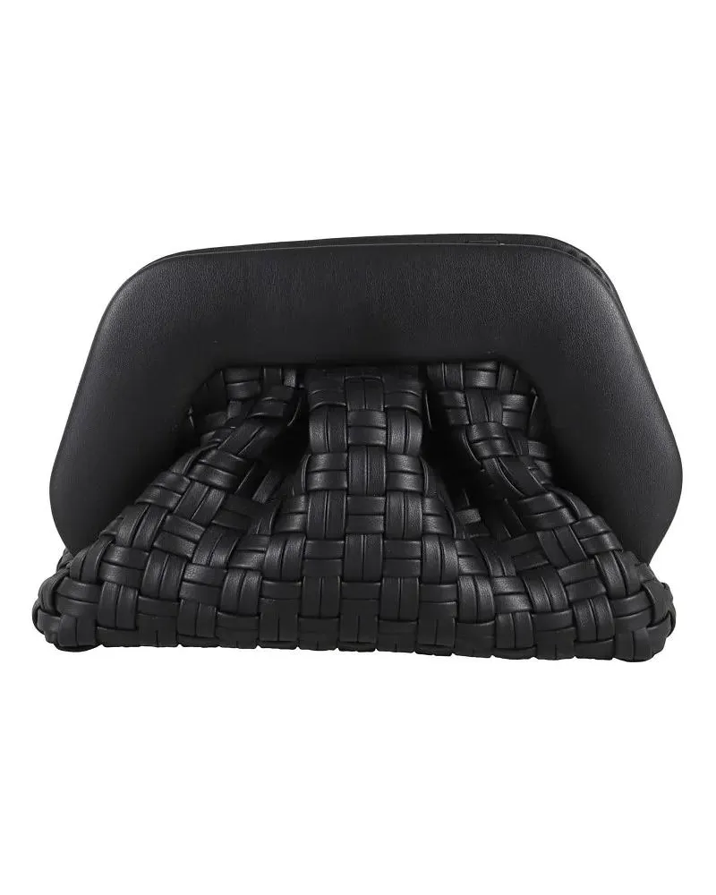 THEMOIRÈ Clutches Geo Micro Woven Clutch Bag schwarz Schwarz