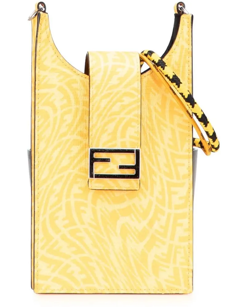 Fendi Hobo Bags Sarah Coleman Coated Canvas FF Vertigo Phone Holde gelb Gelb