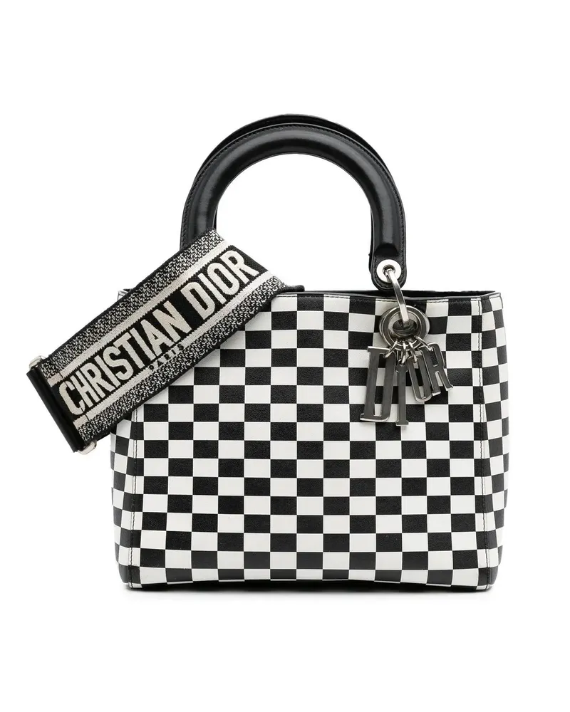 Dior Hobo Bags 2018 Medium Calfskin Checkered Lady Dior schwarz Schwarz