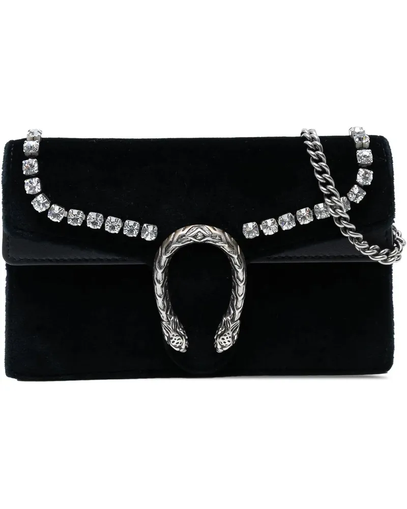 Gucci Hobo Bags Mini Crystal Embellished Velvet Dionysus Crossbody schwarz Schwarz