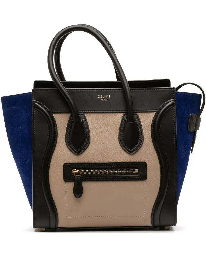 Celine Shopper Micro Tricolor Leather Luggage Tote braun Braun