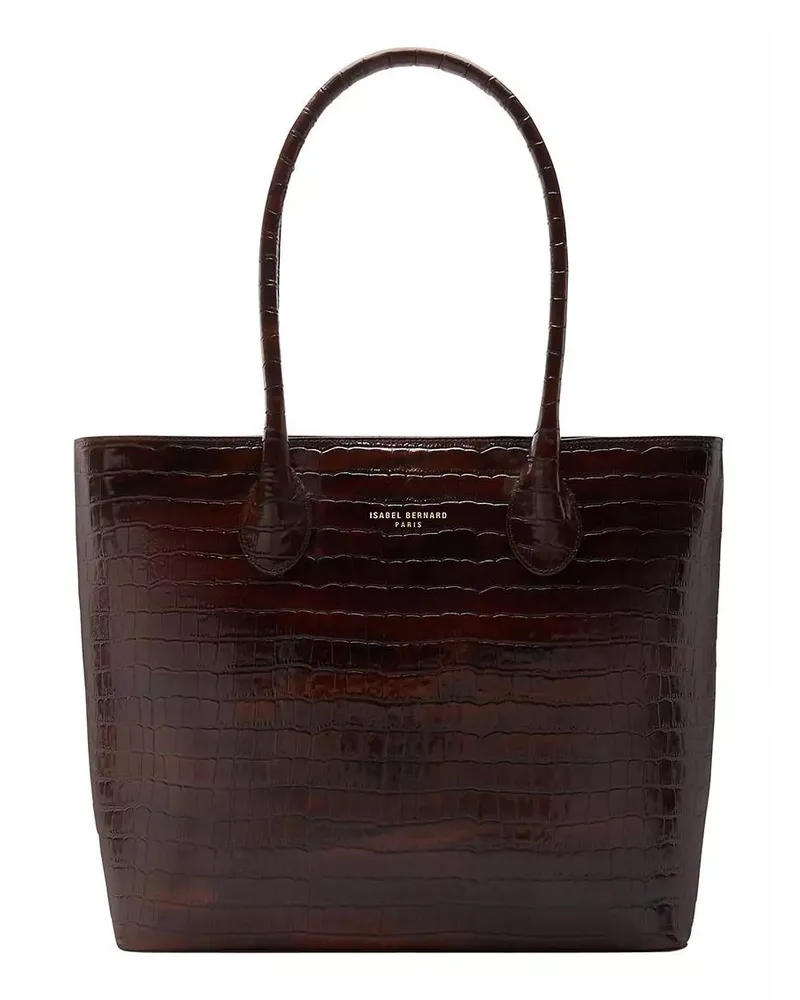 Isabel Bernard Shopper Honoré Lysanne Croco Brown Calfskin Leather Should Braun