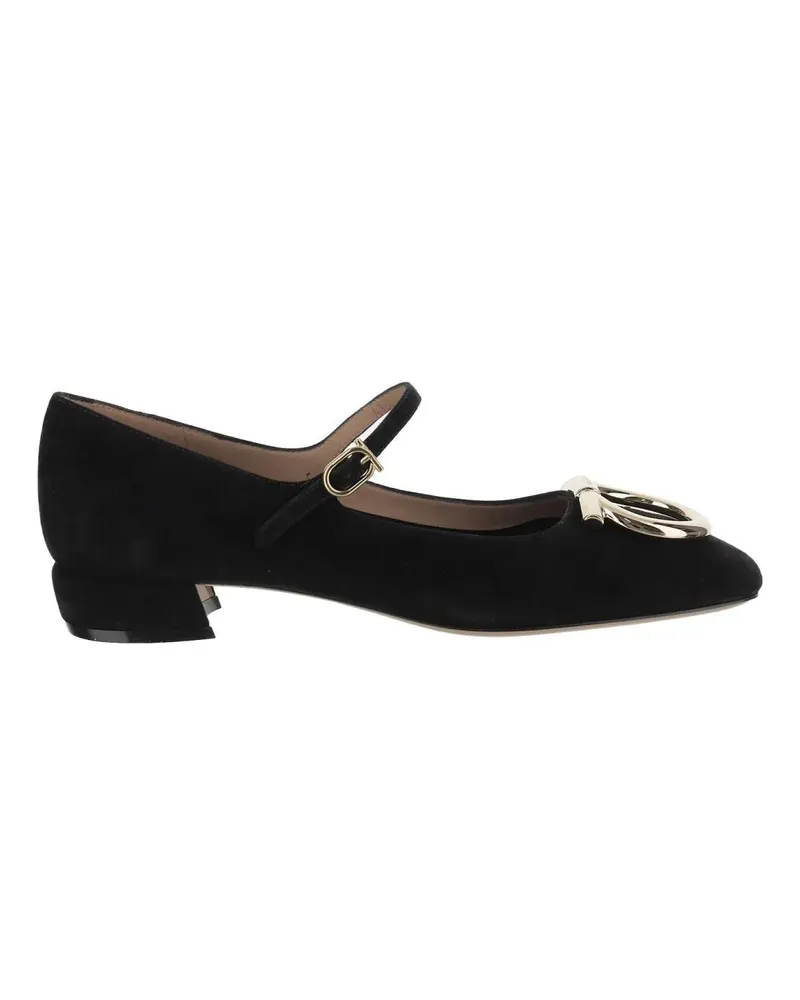 Ferragamo Leather Ballerinas schwarz Schwarz
