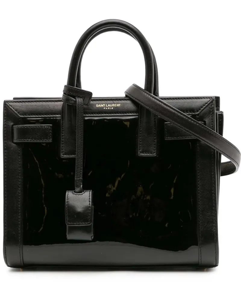 Saint Laurent Hobo Bags Nano Patent and Calfskin Sac de Jour Satchel schwarz Schwarz