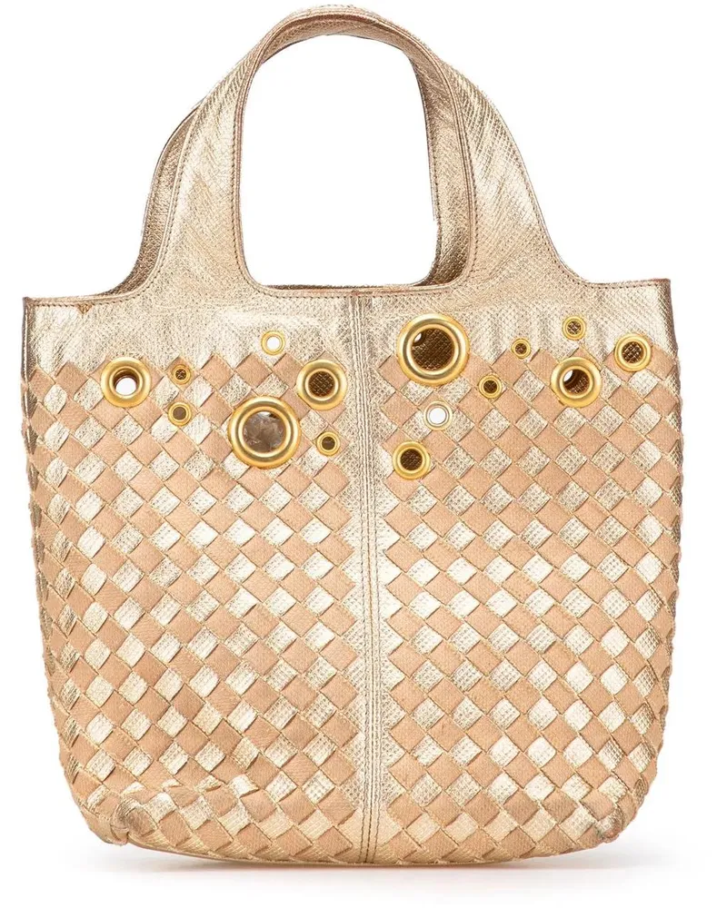 Bottega Veneta Crossbody Bags Calfskin Intrecciato Grommet Handbag goldfarben 