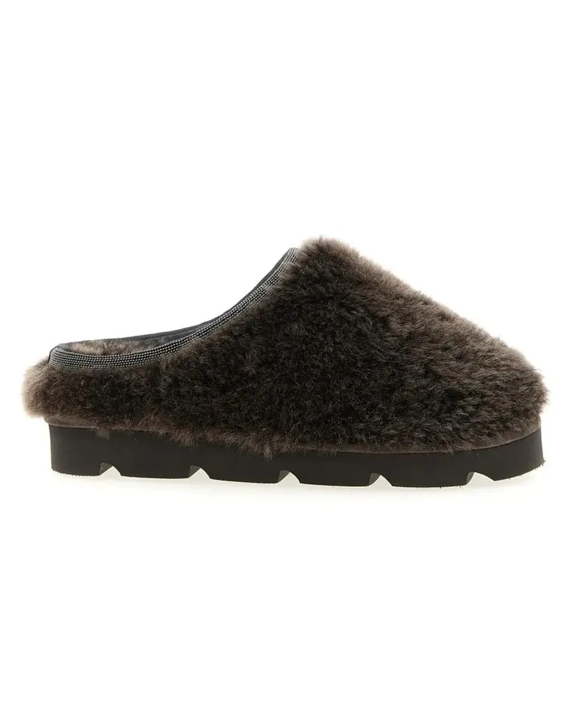 Brunello Cucinelli Sandalen Monile Sherling Sabots braun Braun
