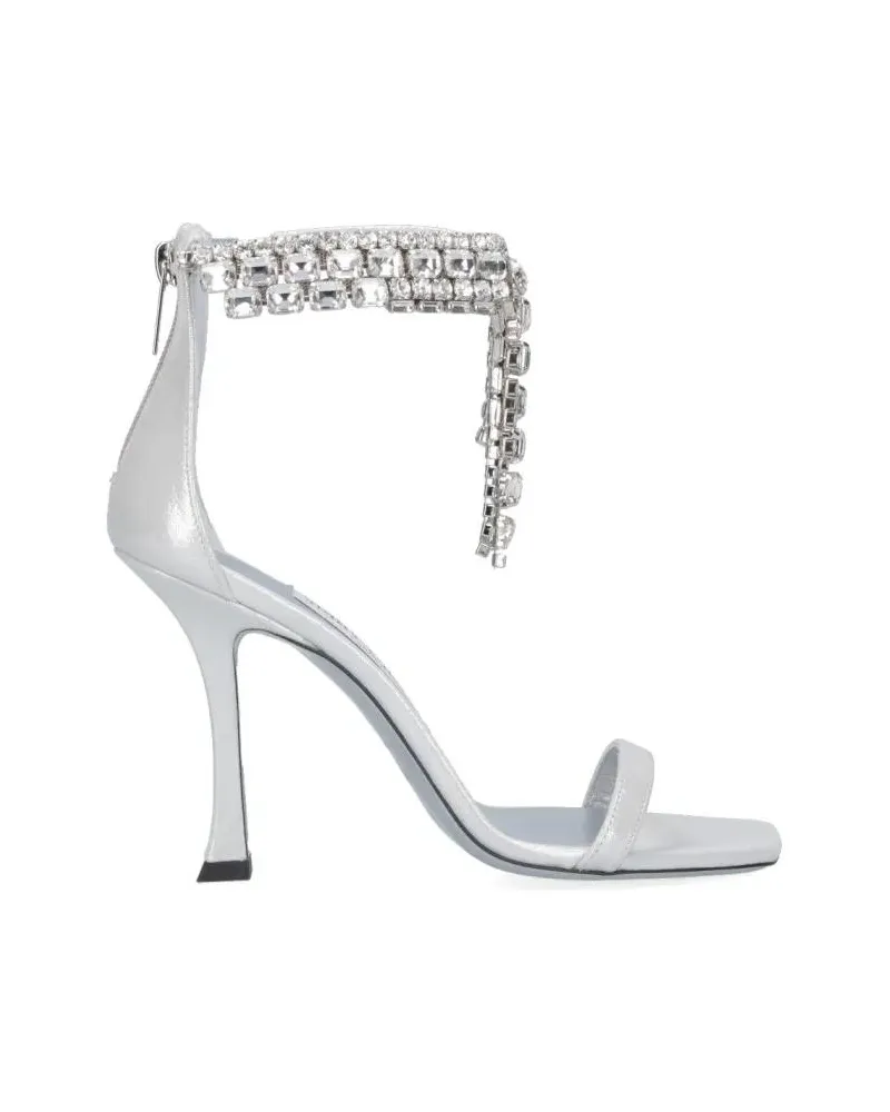 Jimmy Choo Sandalen "Verity 100" Rhinestone Slingback Sandals Silver weiß Weiß