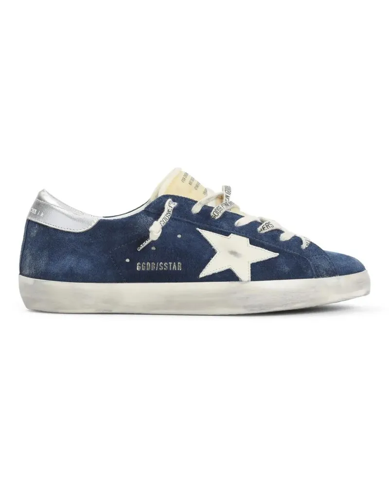 Golden Goose Low-Top Sneaker Navy Blue Suede Sneakers With Silver Metallic Heel blau Blau