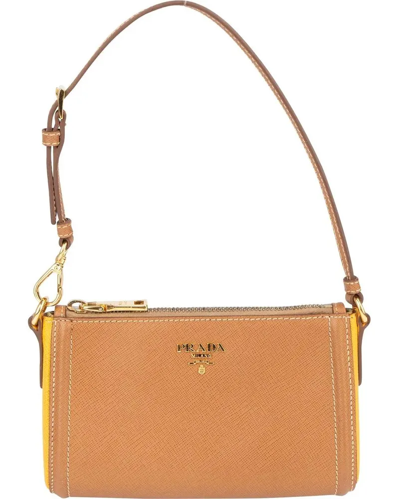 Prada Crossbody Bags  Bicolor Saffiano Leather Mini Handbag braun Braun