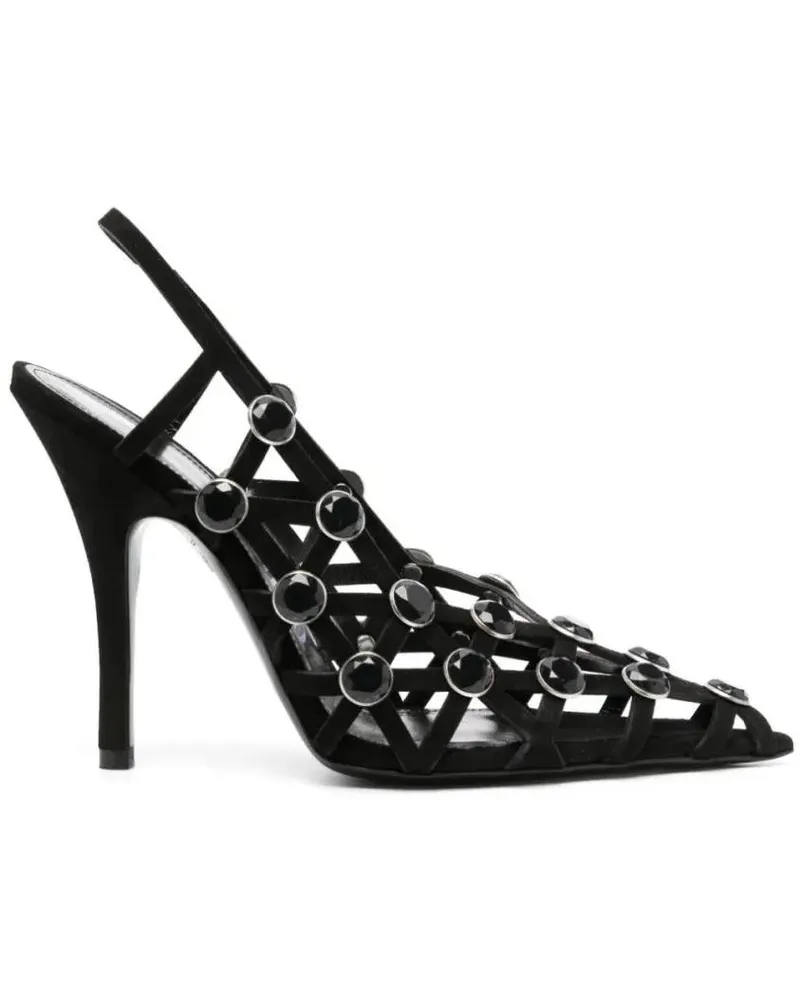 ATTICO Hohe Schuhe 125Mm Embellished Suede Slingback Pumps schwarz Schwarz