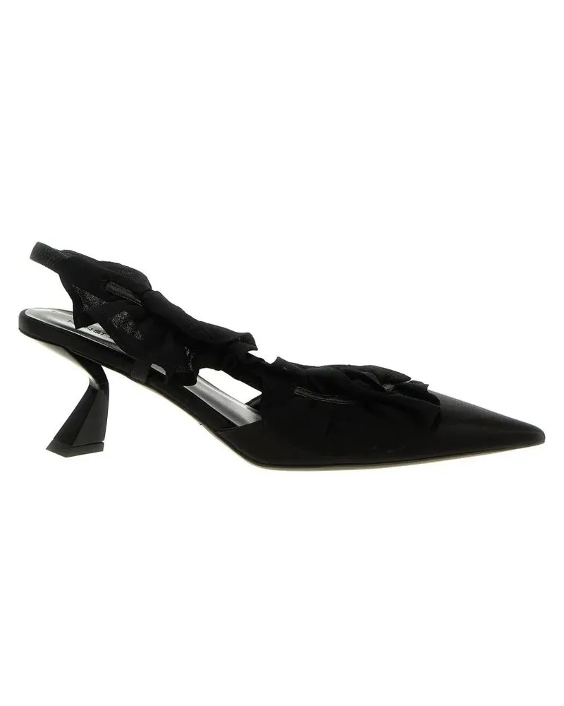 Nensi Dojaka Hohe Schuhe Slingback Ruffle Detail Shoe schwarz Schwarz