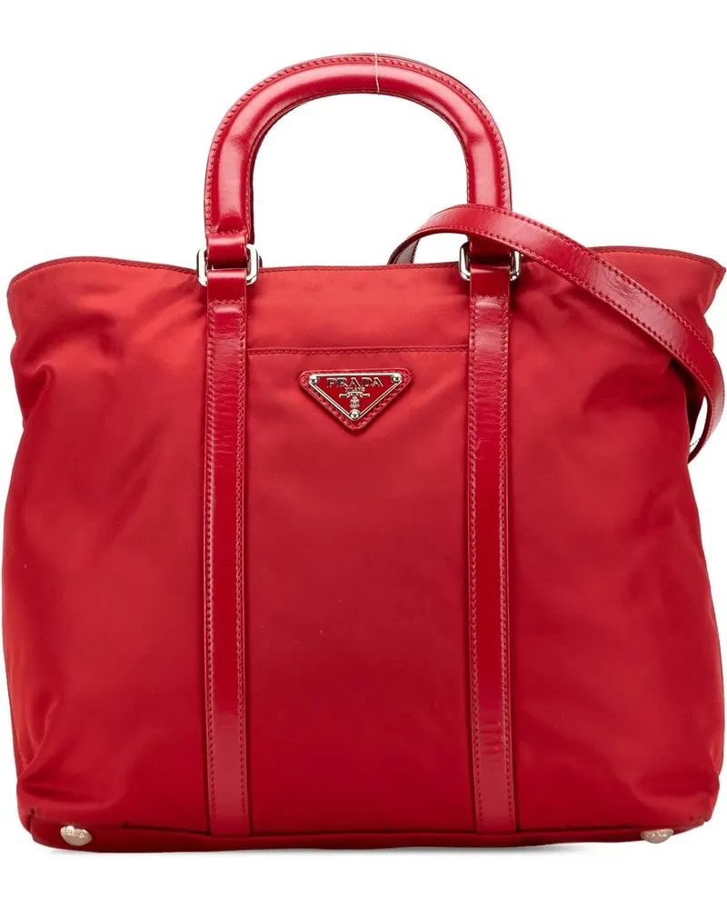 Prada Hobo Bags Tessuto Satchel rot Rot