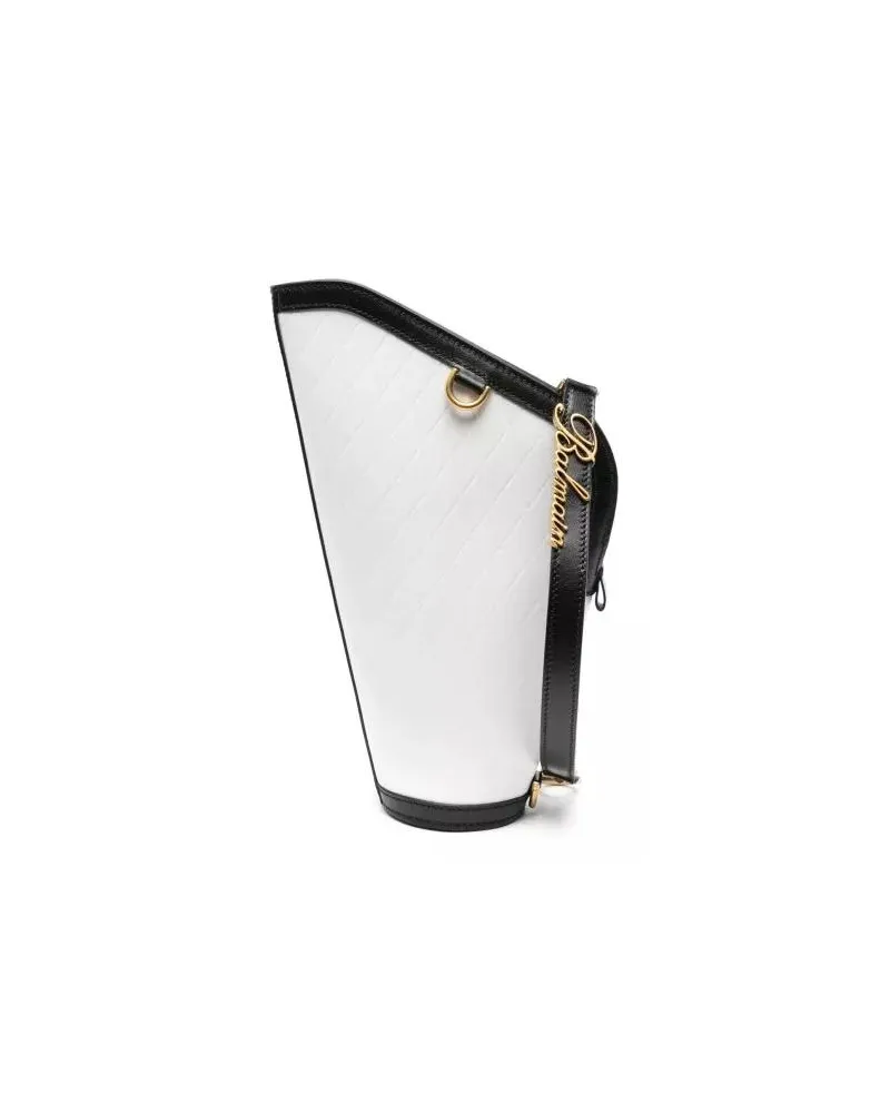 Balmain Beuteltaschen Colorblock Bucket Envelope Bag White/Black Weiß