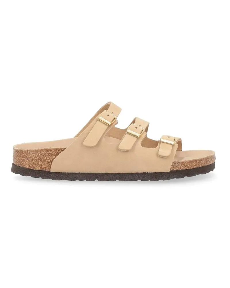 Birkenstock Sandalen Three-Strap Nubuck Sandals With Golden Buckles beige Beige