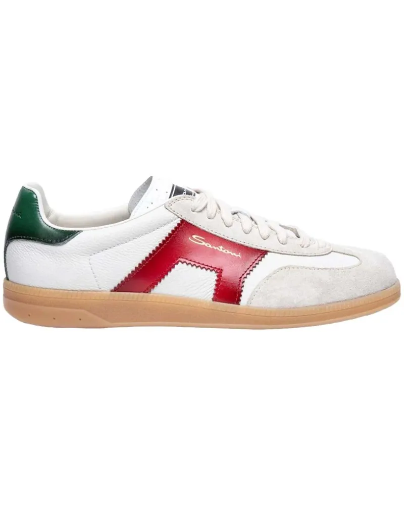 Santoni Low-Top Sneaker Heren DBS Olympic Sneaker Wit/Rood weiß Weiß