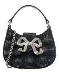 Self-Portrait Hobo Bag Rhinestone Crescent Bow Micro Bag Schwarz