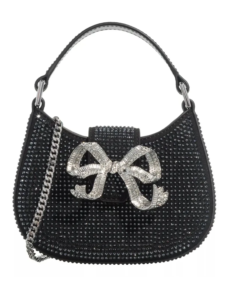 Self-Portrait Hobo Bag Rhinestone Crescent Bow Micro Bag Schwarz