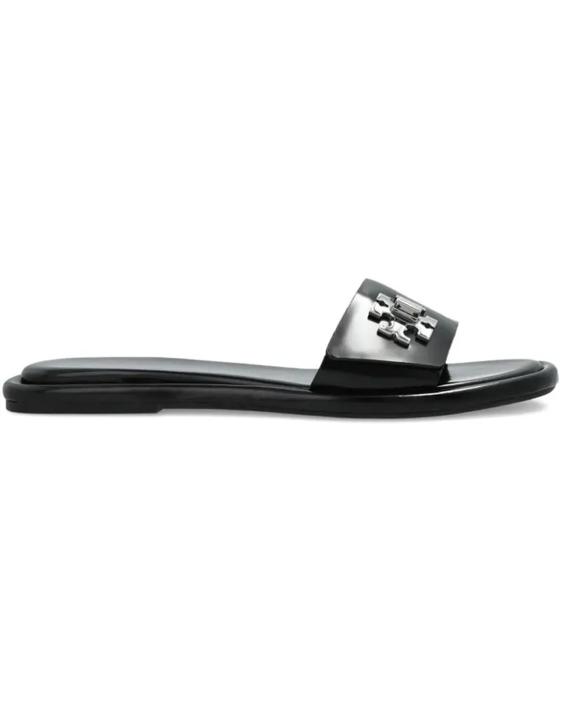 Tory Burch Sandalen Calfskin Sandals With Polished Finish And Iconic E schwarz Schwarz