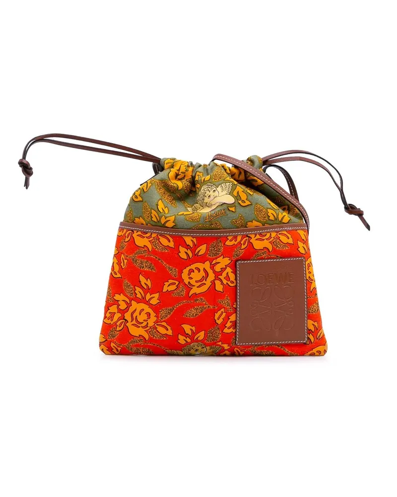 Loewe Hobo Bags Paulas Ibiza Canvas Angel Drawstring Crossbody orange Orange
