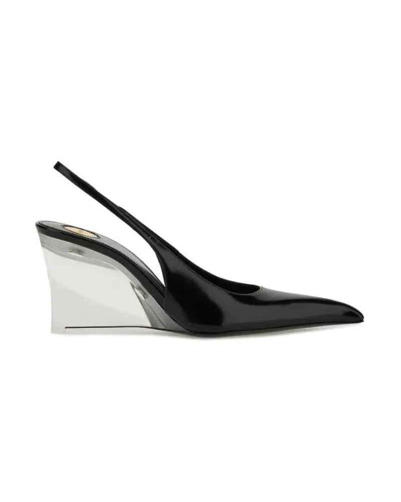 Saint Laurent Sandalen "Miller" Leather Wedges schwarz Schwarz