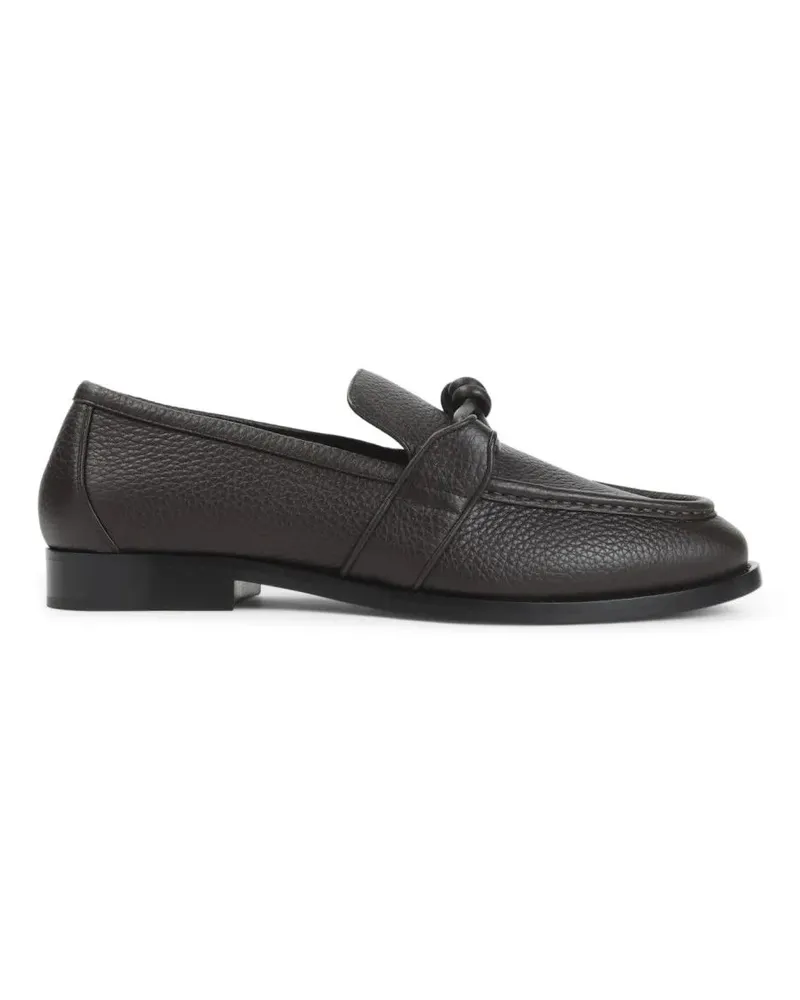 Bottega Veneta Loafer Textured Leather Loafers With Knotted Detail schwarz Schwarz