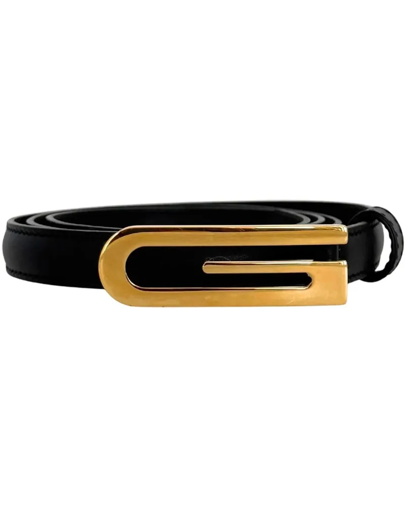 Gucci Gürtel  G Buckle narrow leather belt 85cm Black / ve schwarz Schwarz