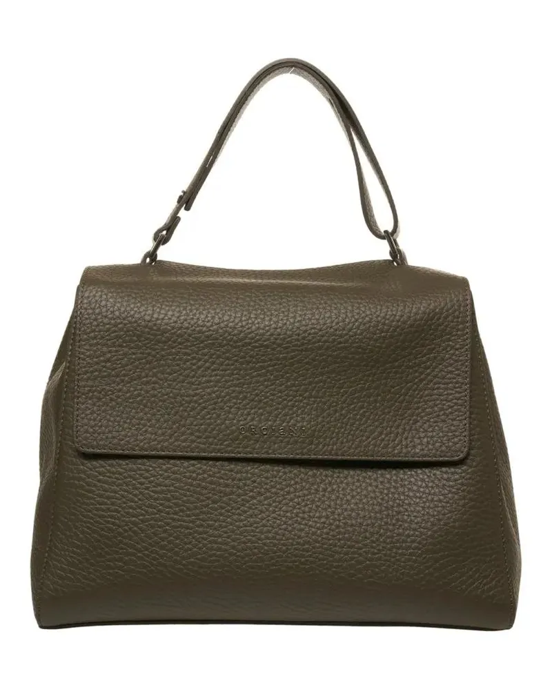 Orciani Crossbody Bags Hammered Leather Structured Handbag With Magnetic grau Grau