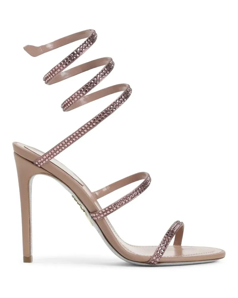 René Caovilla Sandalen High-Heeled Satin Sandal With Strass Embellishment pink Rosa